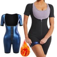 Women Compression Bodysuits Shapewear Sauna Suits Sweat Body Shaper Gym Fat Burning Waist Trimmer Belly Weight Loss Sportswear