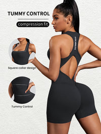 Ladies' High-Elastic Abdominal Control Bodysuit, Sexy And Butt-Lifting Sportswear. The Jumpsuit Is Soft, Breathable, And Stretchy, Suitable for Yoga, Tennis, And Workouts. It Features Quick-Drying, Non-Transparent Fabric And
